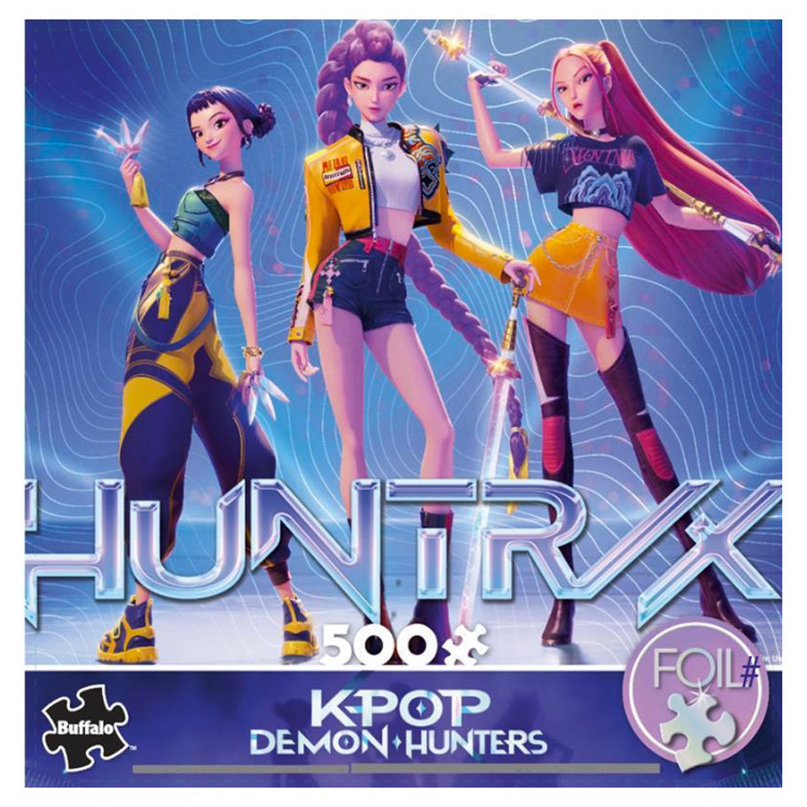 Jigsaw puzzle box featuring three animated characters with 'HUNTERX' branding on a blue background.