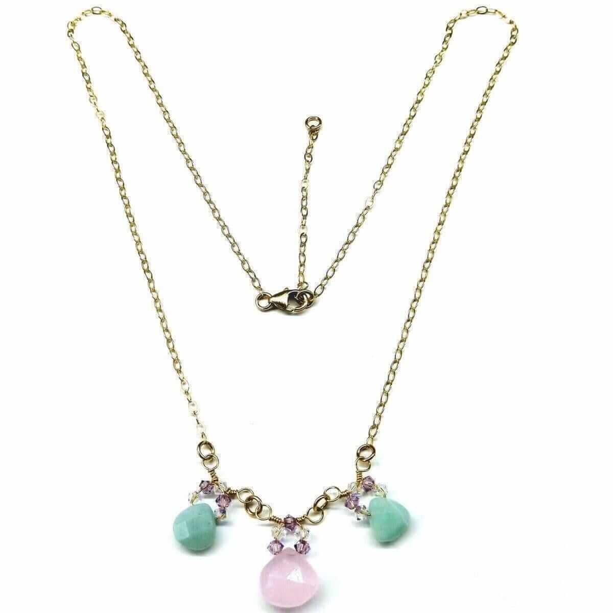 Necklace with pastel-colored beads on a white background