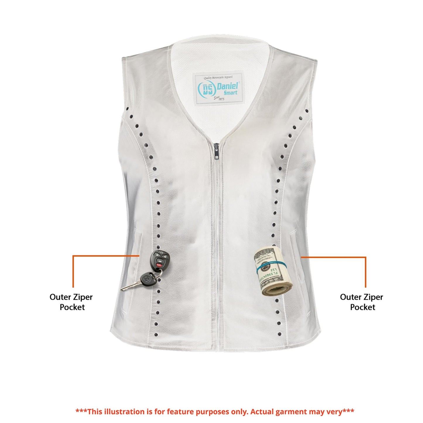X-ray Biker Babe Women’s Studded Leather Motorcycle Vest