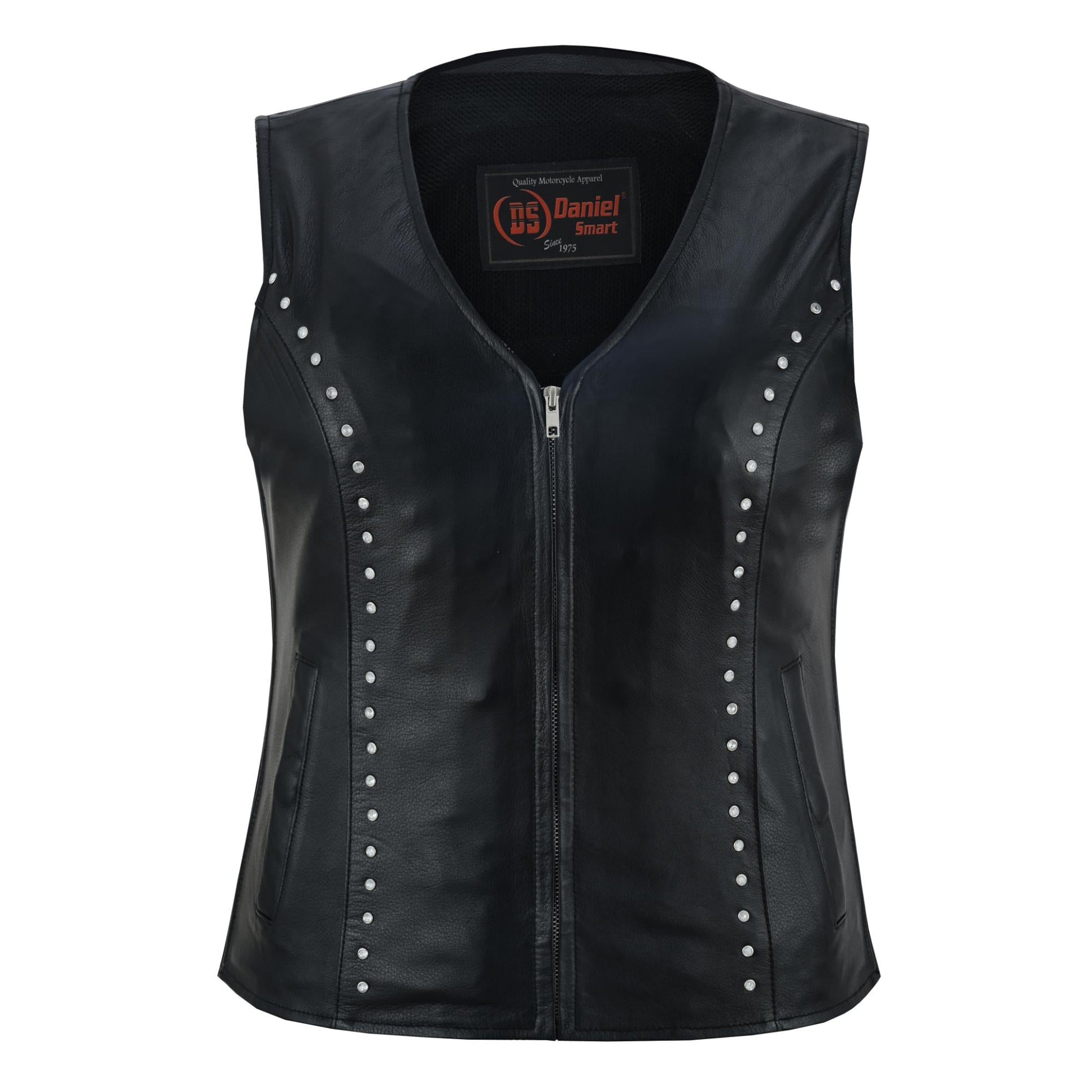 Full Front Biker Babe Women’s Studded Leather Motorcycle Vest