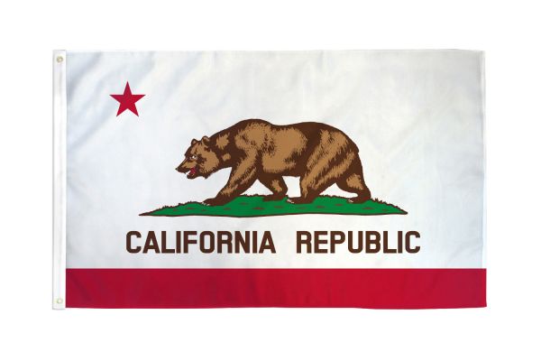 California Republic flag with bear and star design on a white background