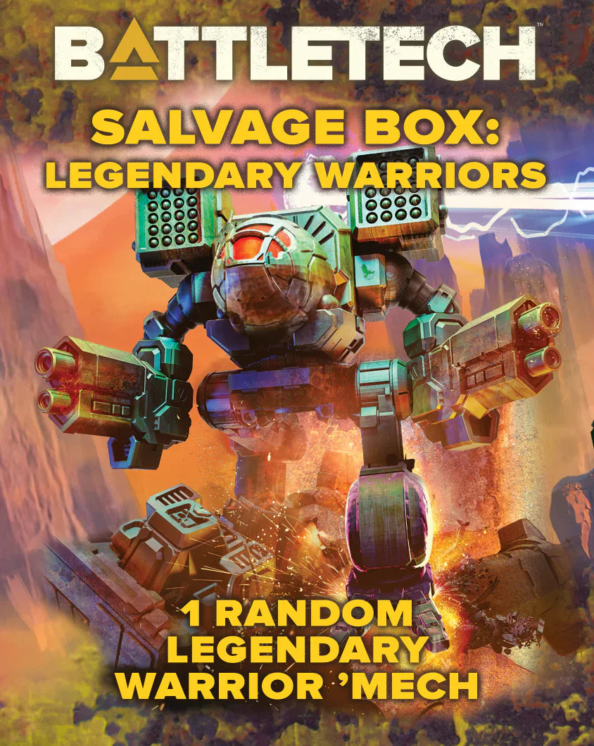 Battletech Salvage Box: Legendary Warriors book cover with a robot in a desert landscape.