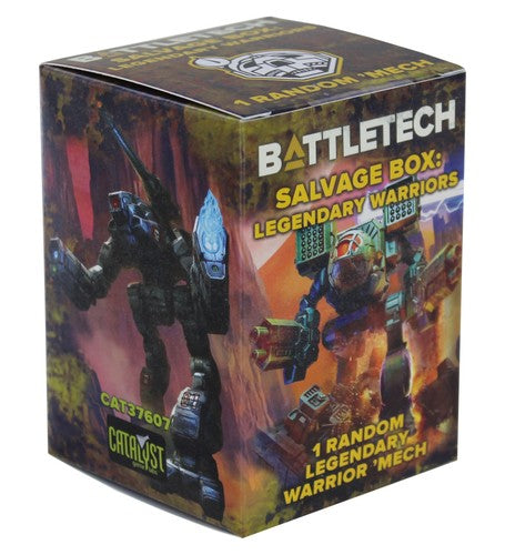 Battletech Salvage Box: Legendary Warriors packaging with robot figures on a dark background