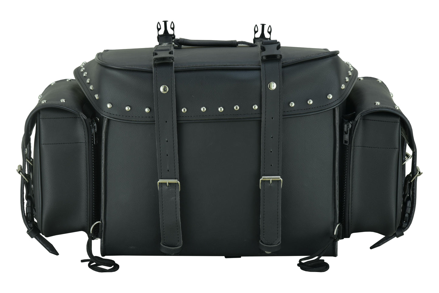 DS Leather Black PVC Large 4 Piece Motorcycle Touring Tail Bag wi