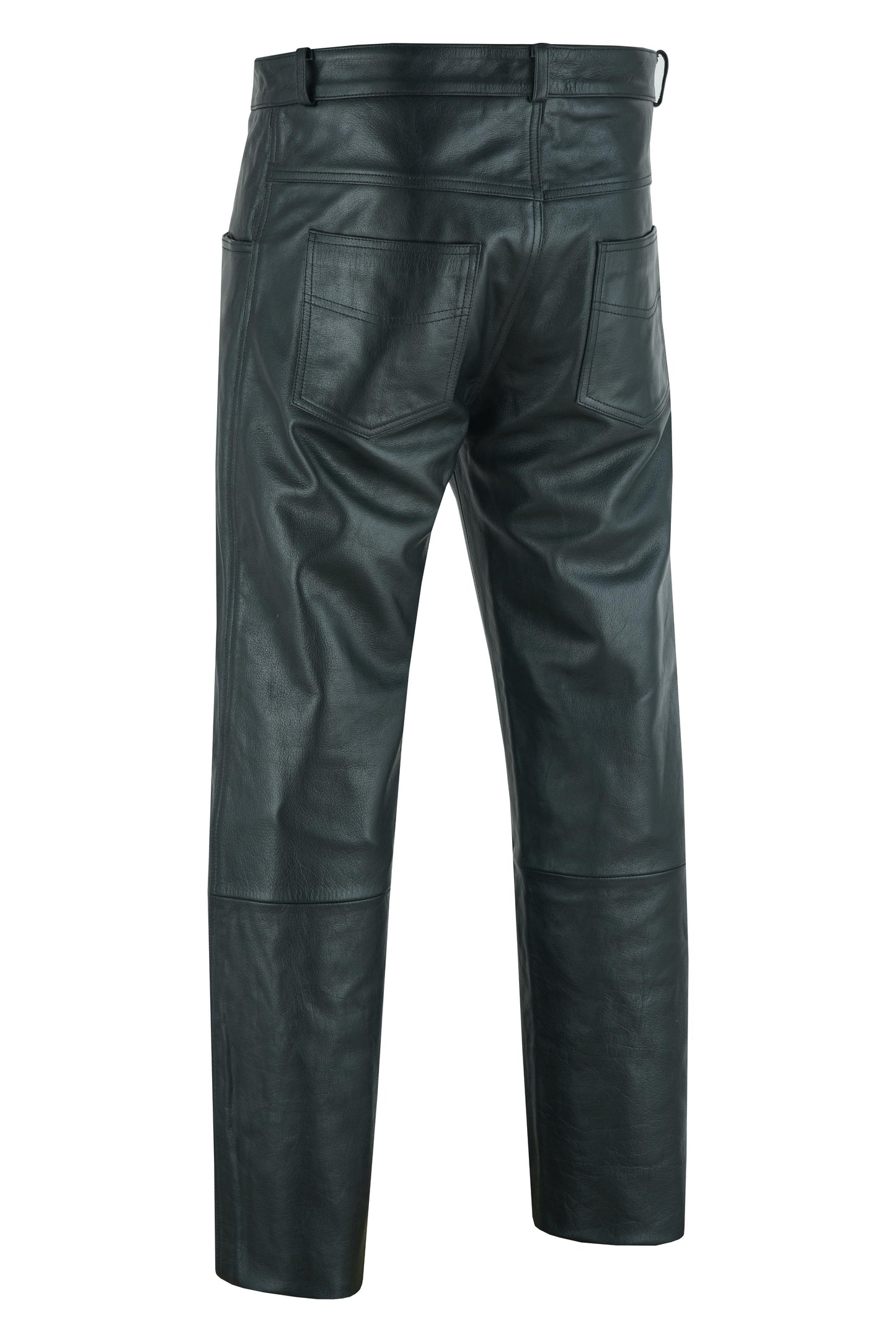 DS Men's Black Classic 5 Pocket Casual Motorcycle Leather Pants