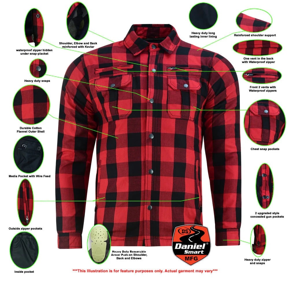 Infographic Armored Flannel Shirt - Red