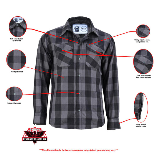 Infographic DS Flannel Shirt - Gray and Black
