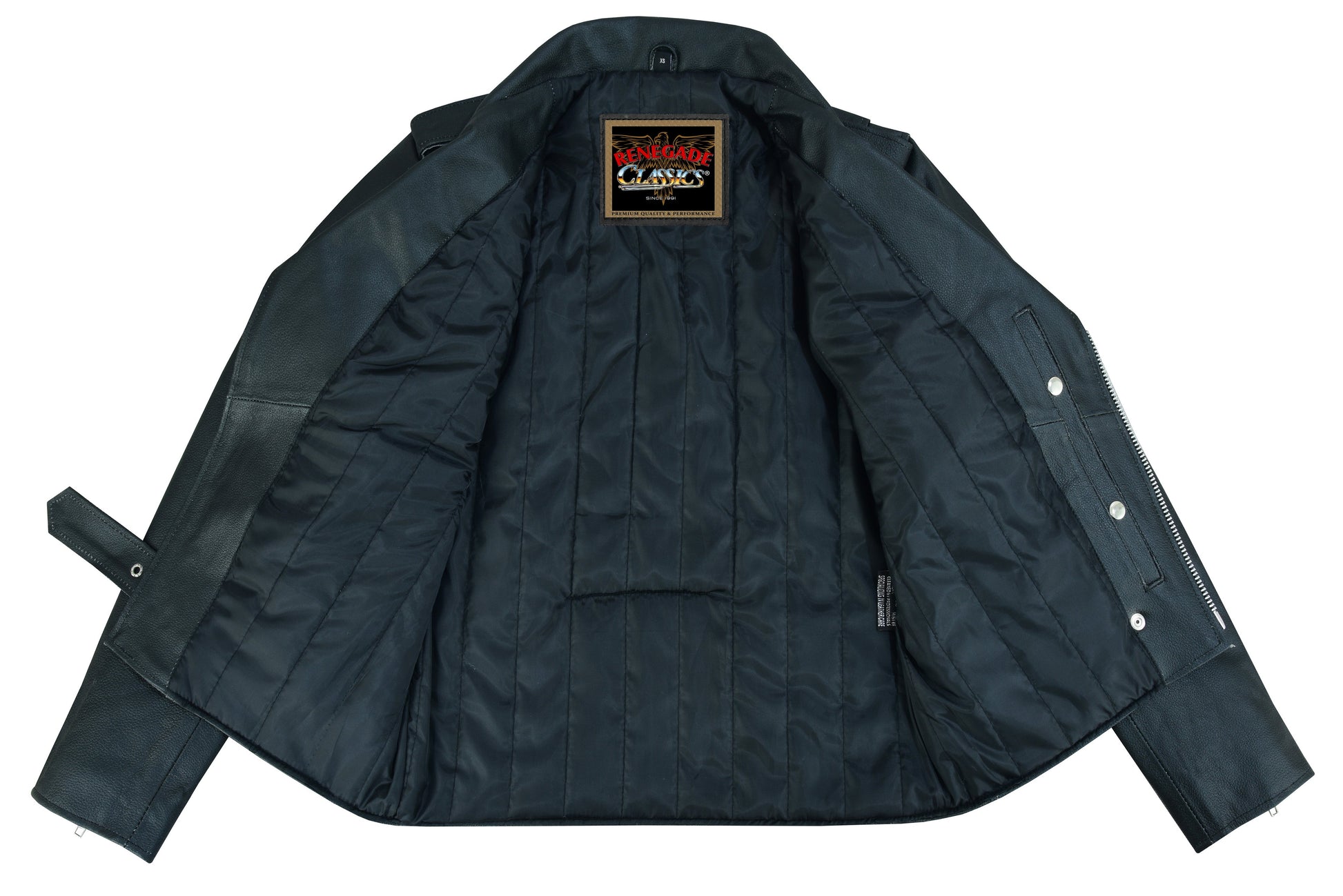 Liner Dawn Rider Men’s Premium Black Leather Motorcycle Jacket