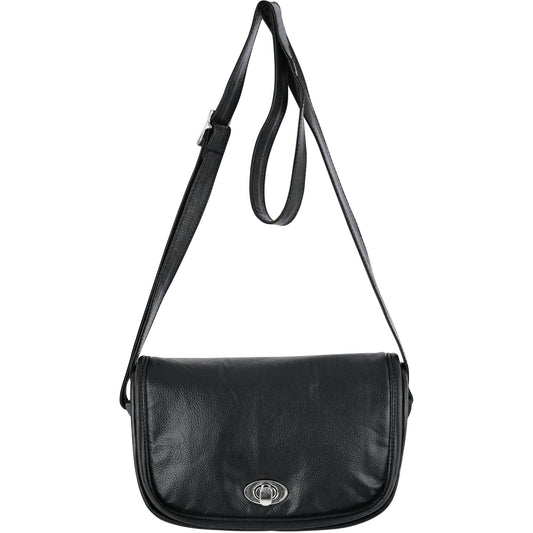 DS Women's Black Construction Leather Purse/Shoulder Bag