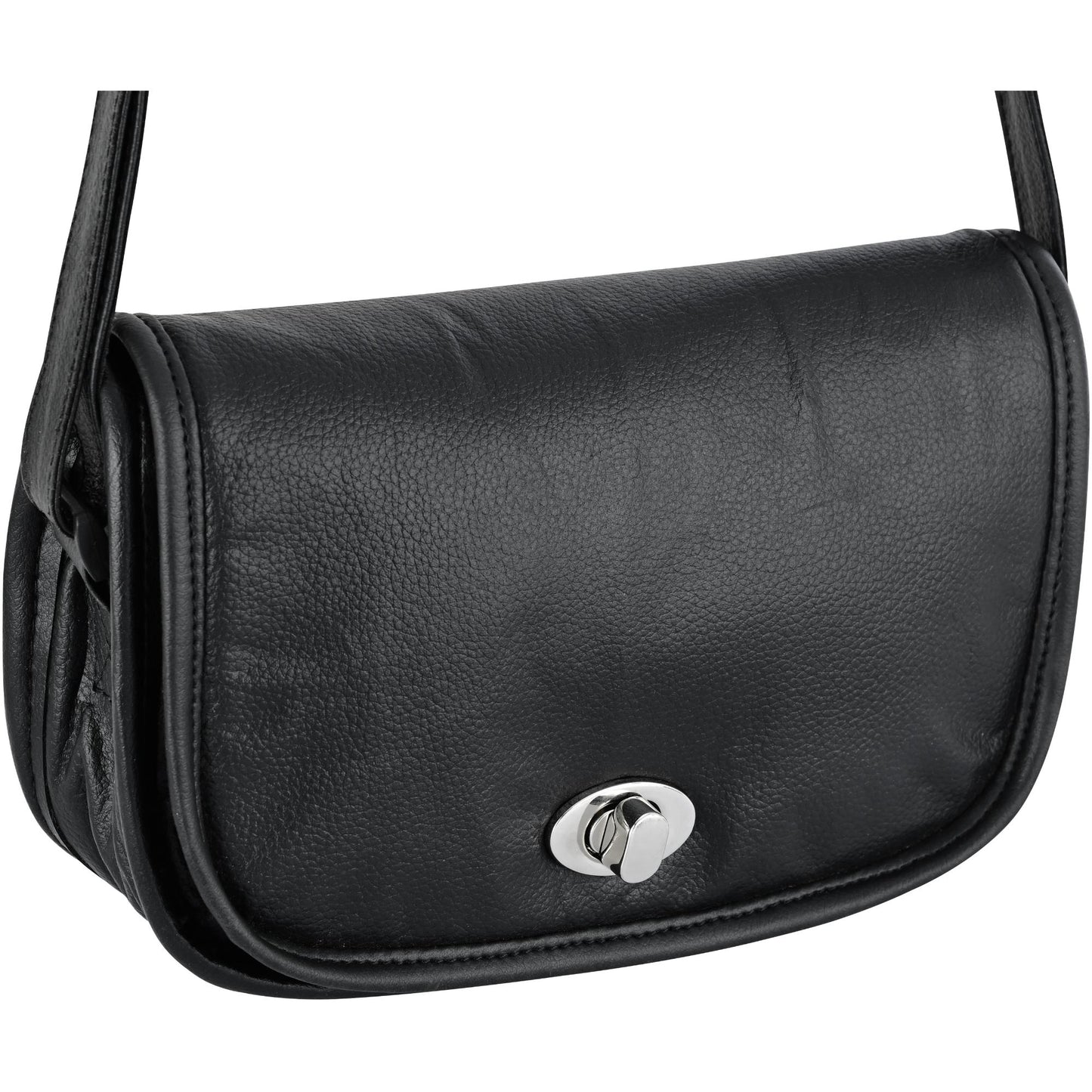 DS Women's Black Construction Leather Purse/Shoulder Bag