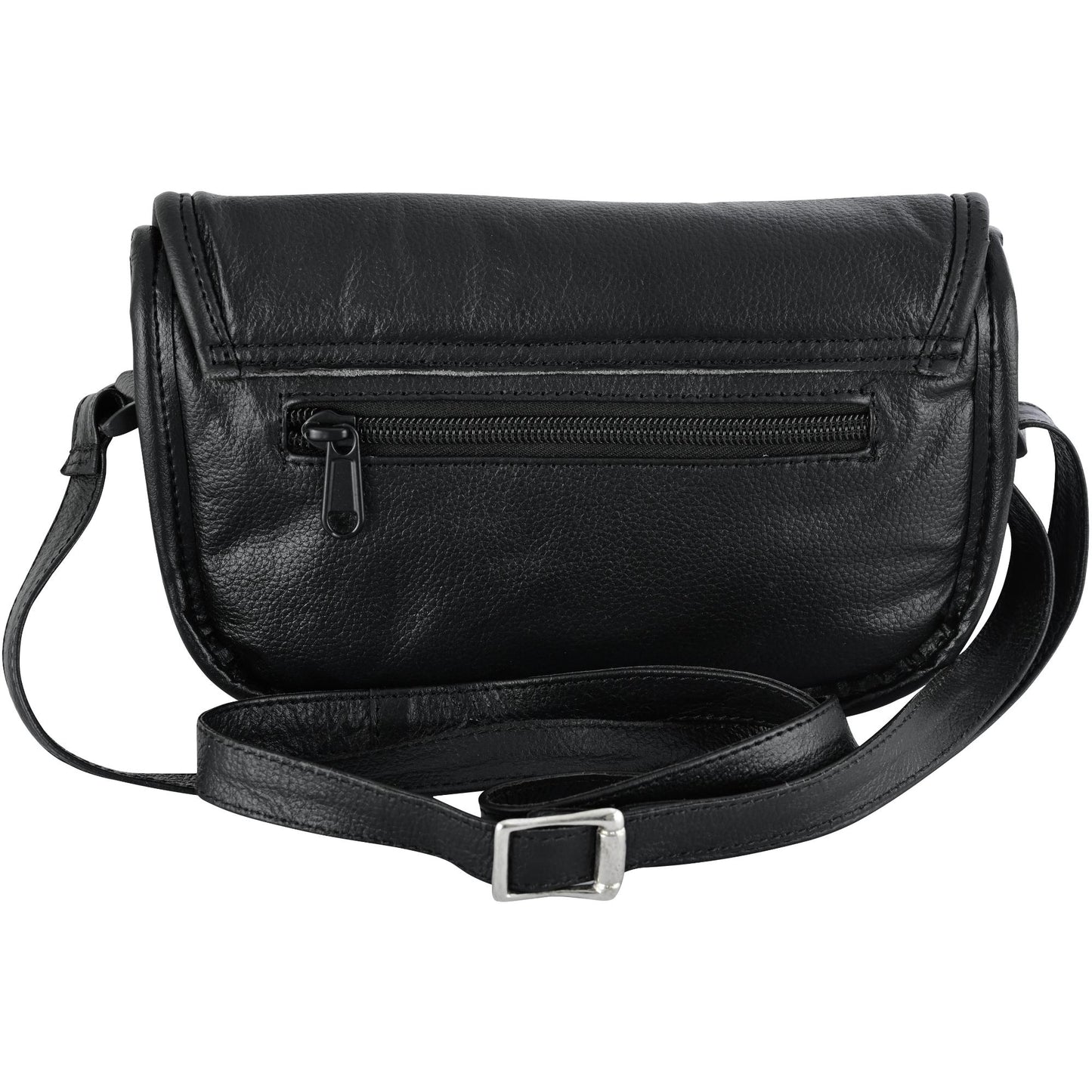 DS Women's Black Construction Leather Purse/Shoulder Bag
