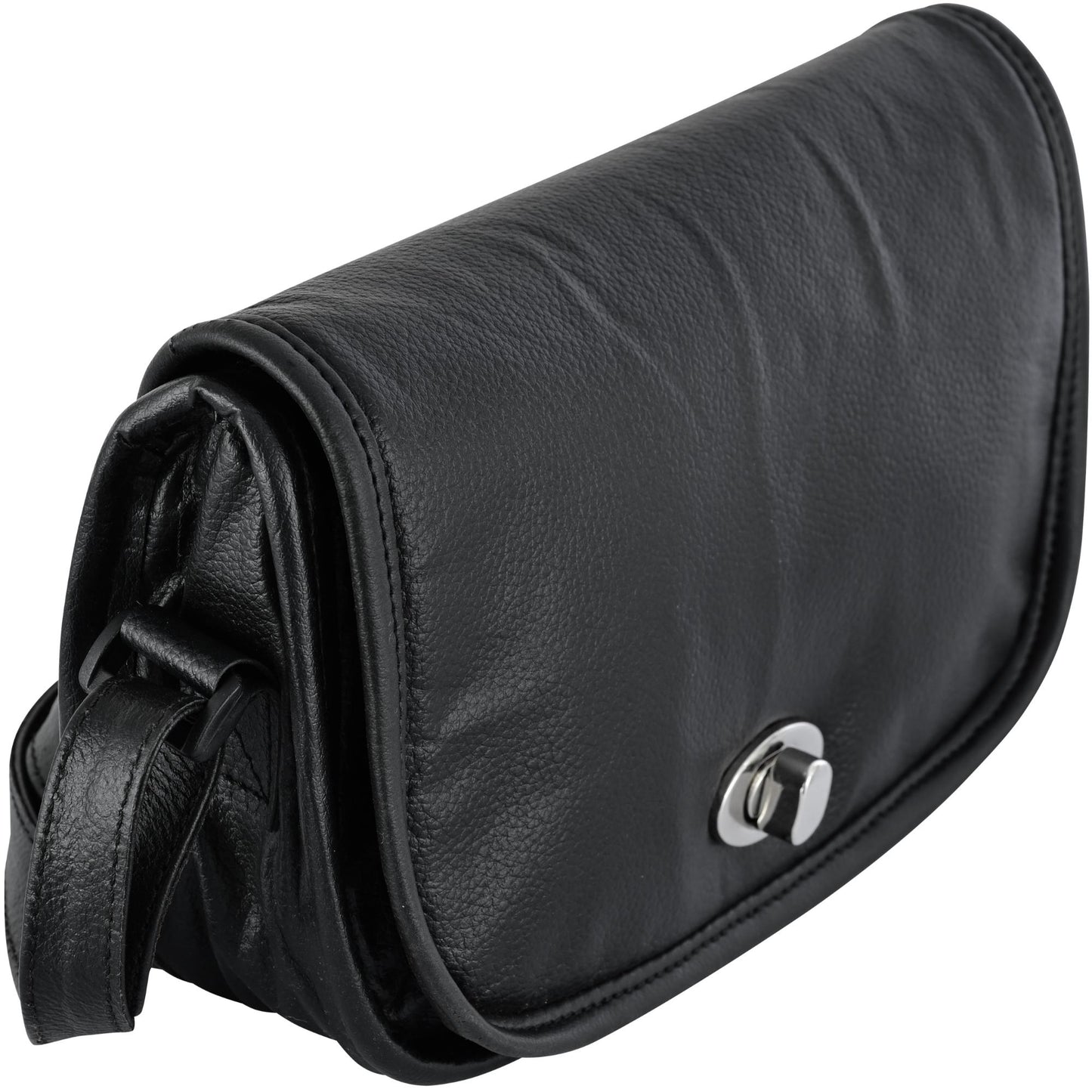 DS Women's Black Construction Leather Purse/Shoulder Bag