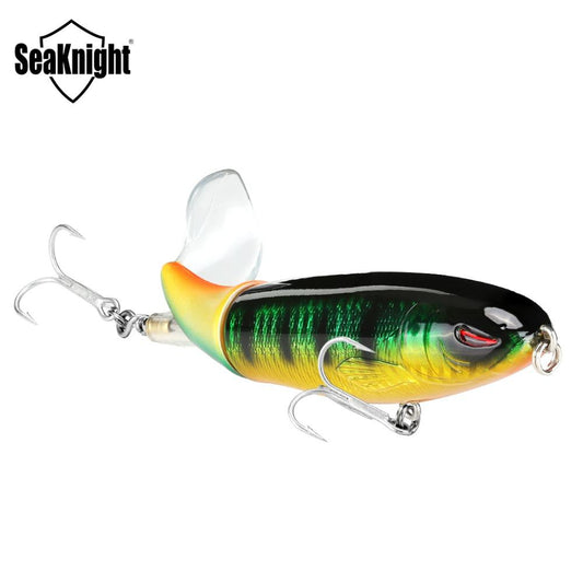 Colorful fishing lure with Seaknight branding on a white background