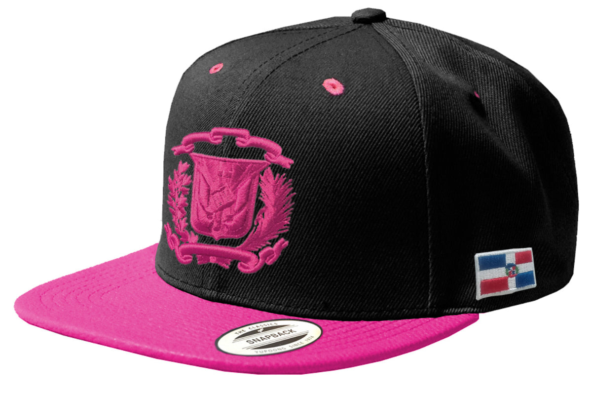 Black and pink cap with a logo on a white background