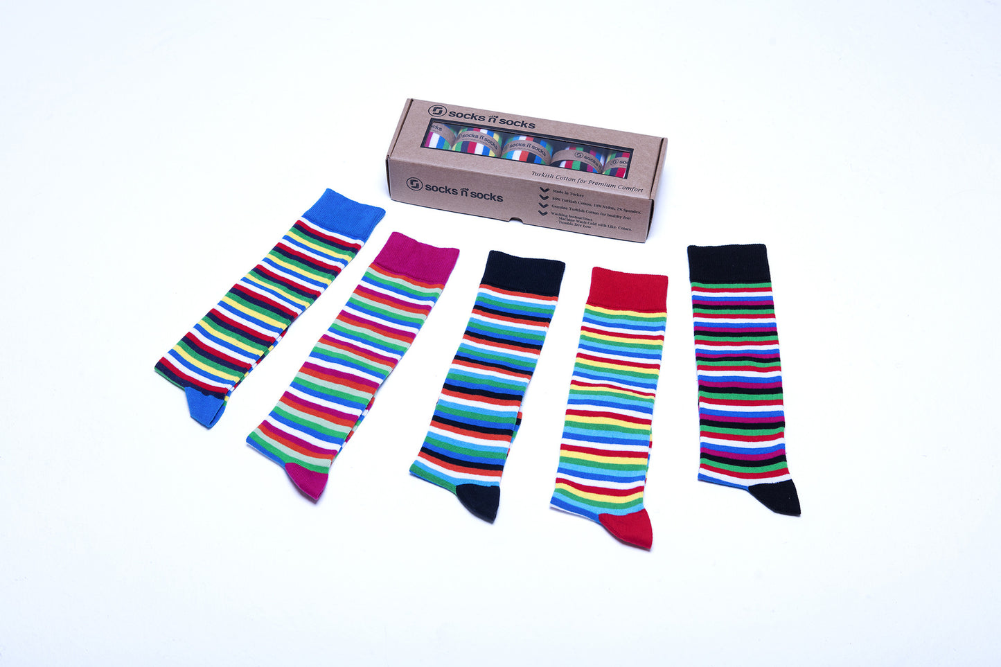 Women's Colorful Stripe Knee High Socks Set 5 Pack