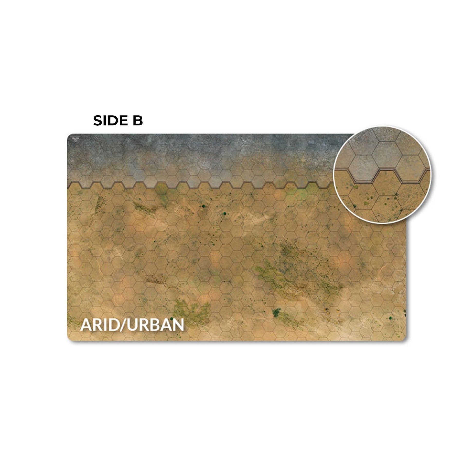 Game Mat with 'Arid/Urban' label on a white background