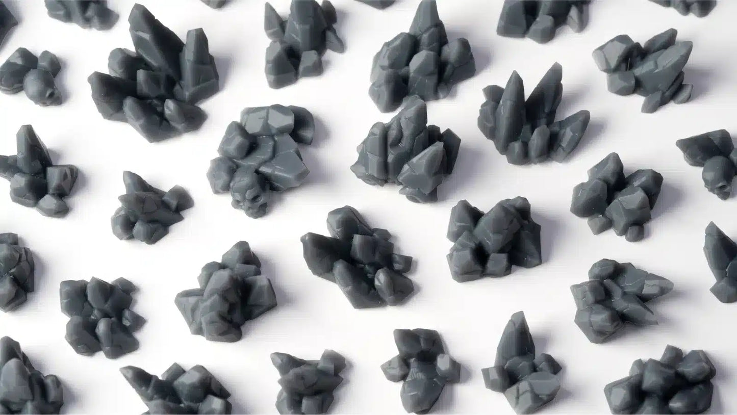 Pattern of gray rocky formations on a white background
