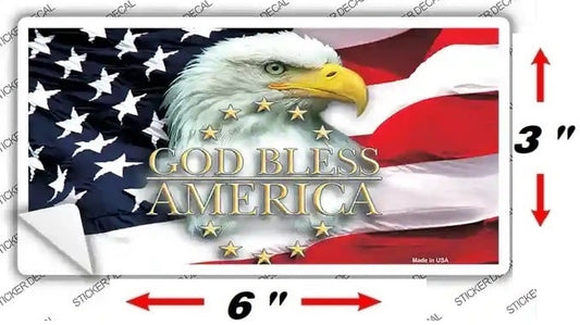 Size God Bless America Eagle with Flag Bumper Sticker