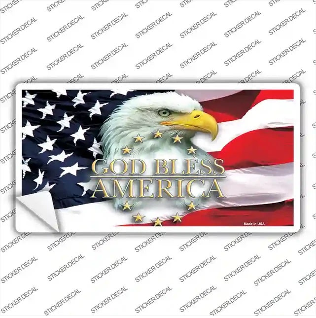 God Bless America Eagle with Flag Bumper Sticker