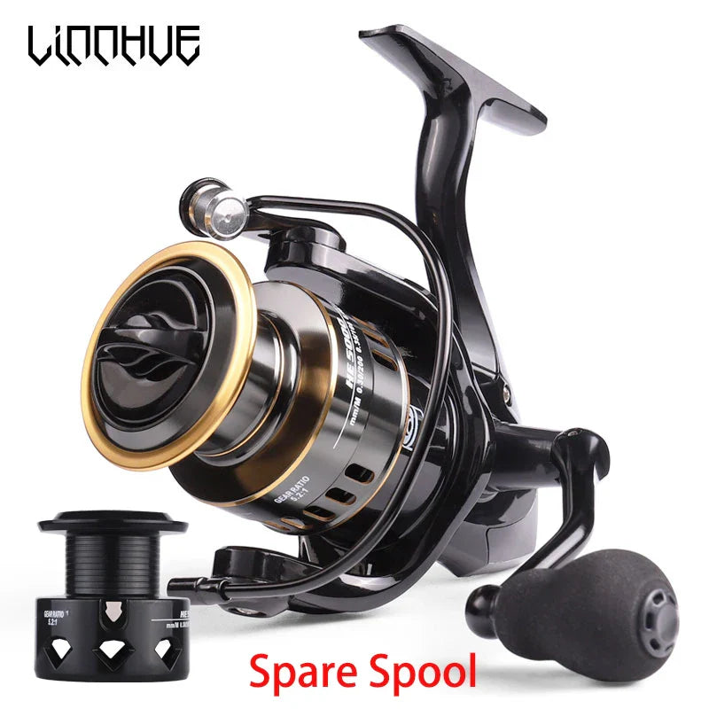 LINNHUE Fishing Reel HE7000 Max Drag 10kg 5.2:1 High Speed Metal Spool Spinning Reel Saltwater Reel carp Reel Fishing Send Line