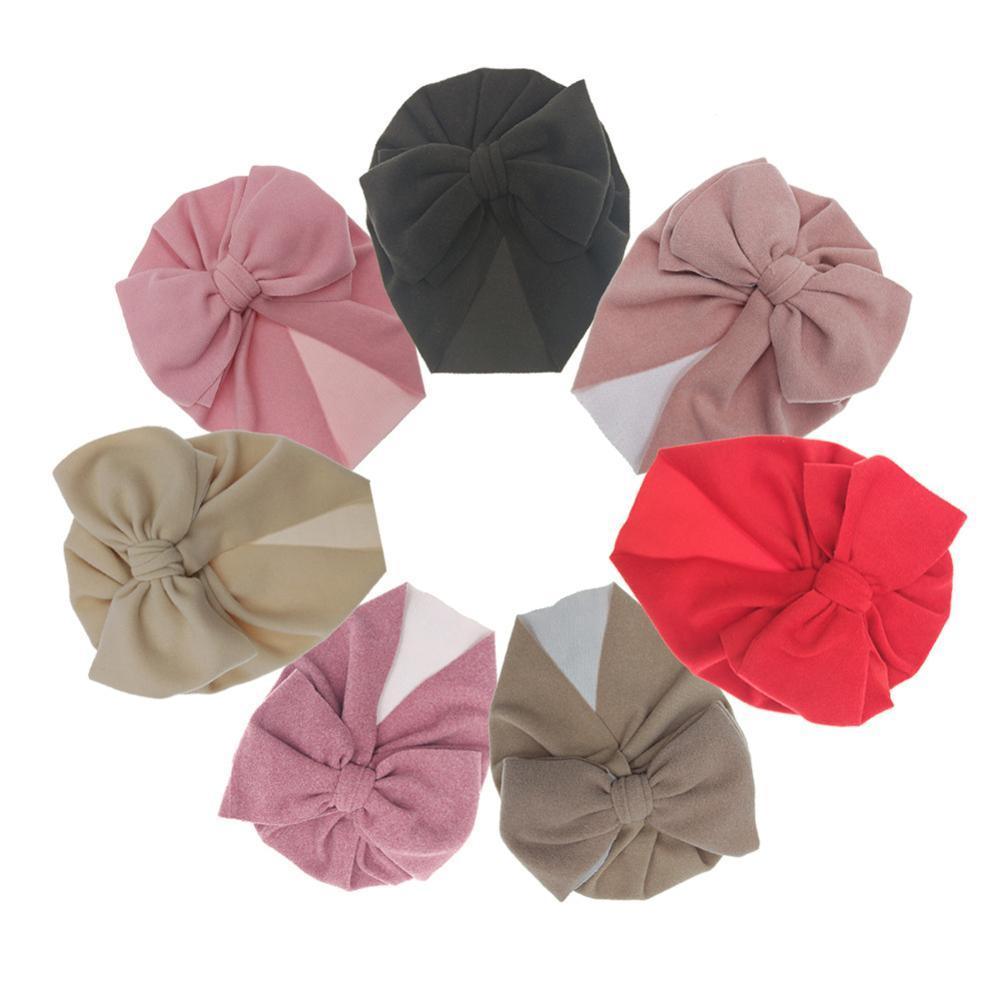 Modern Stylish Cotton Baby Newborn Cap Newborn Baby Beanie Top Bow For Baby Excellent For Photography Props Baby Turban Cap