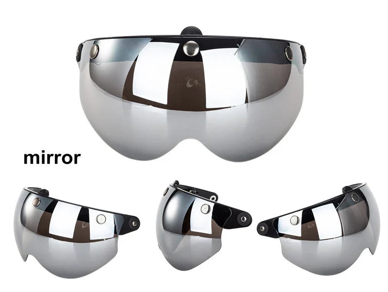 Set of reflective visors on a white background