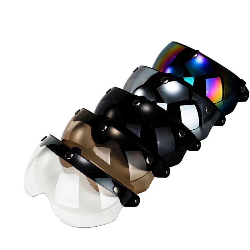 Set of futuristic goggles with reflective lenses on a white background