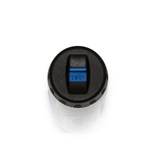 Black and blue switch on a white background