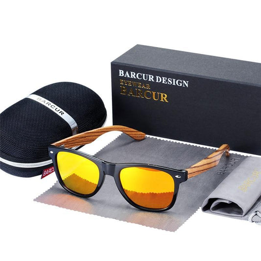 Luxury Natural Zebra Wood Sunglasses PolarizedWood Rectangle Mirror Lens Driving For Women and Men With UV400 Protection