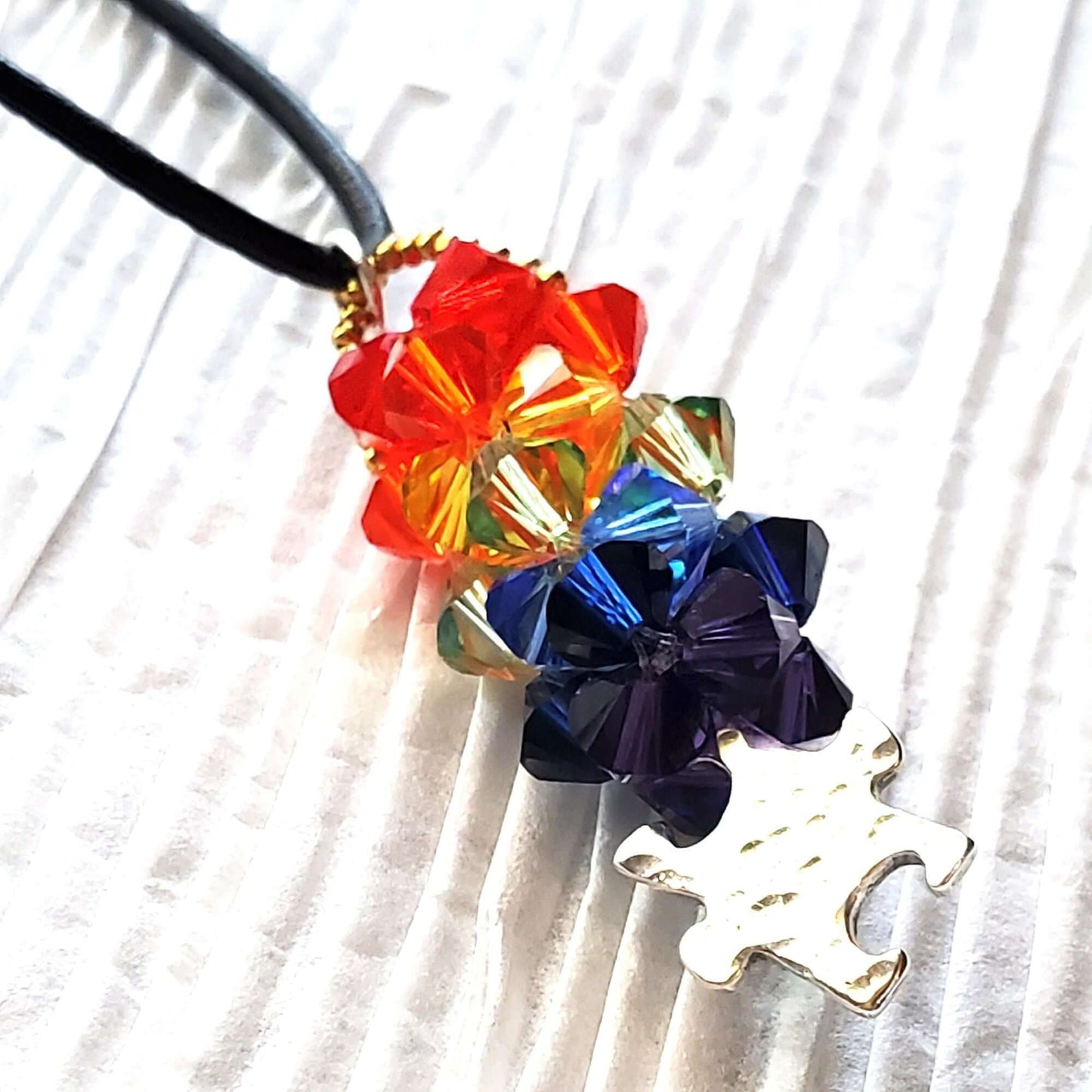 Handmade Pillar of Rainbow Crystals  Necklace for Autism Awareness