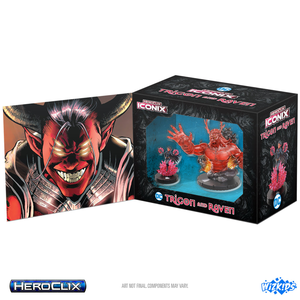 Toy figure packaging with Heroclix branding on a white background