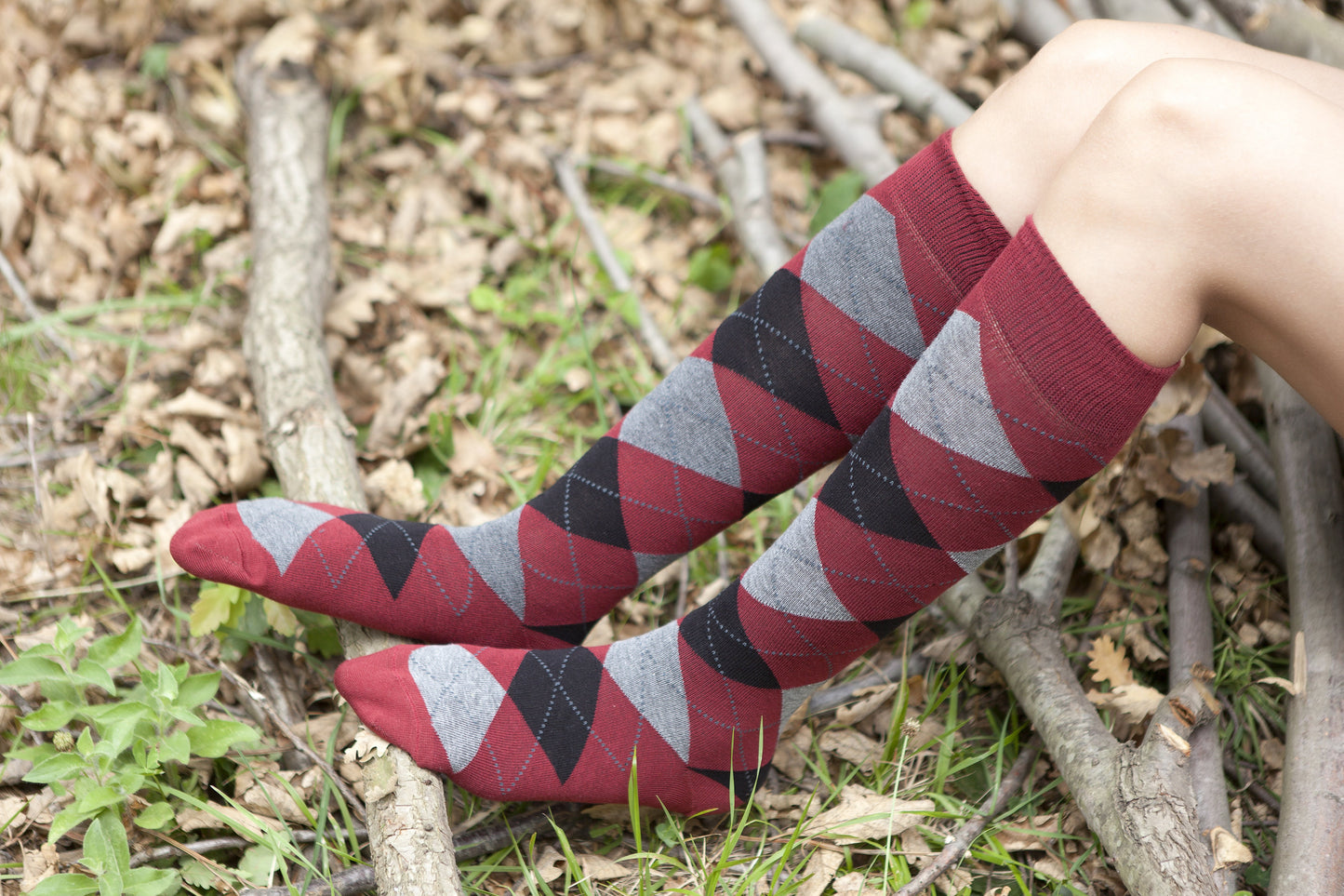 Women's High-Class Argyle Knee High 5 Pack Socks Set