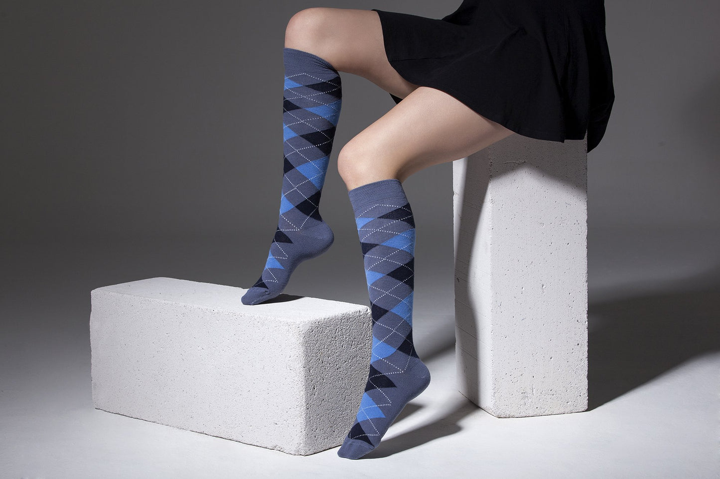 Women's High-Class Argyle Knee High 5 Pack Socks Set