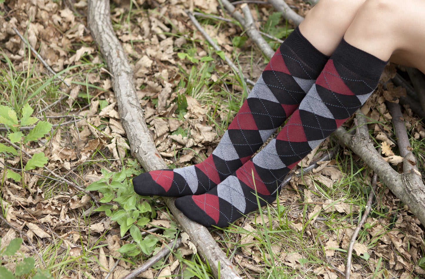 Women's High-Class Argyle Knee High 5 Pack Socks Set