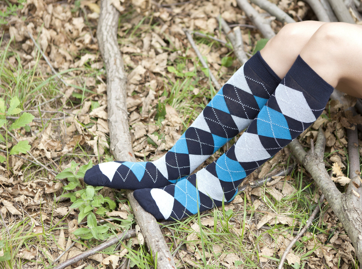 Women's High-Class Argyle Knee High 5 Pack Socks Set