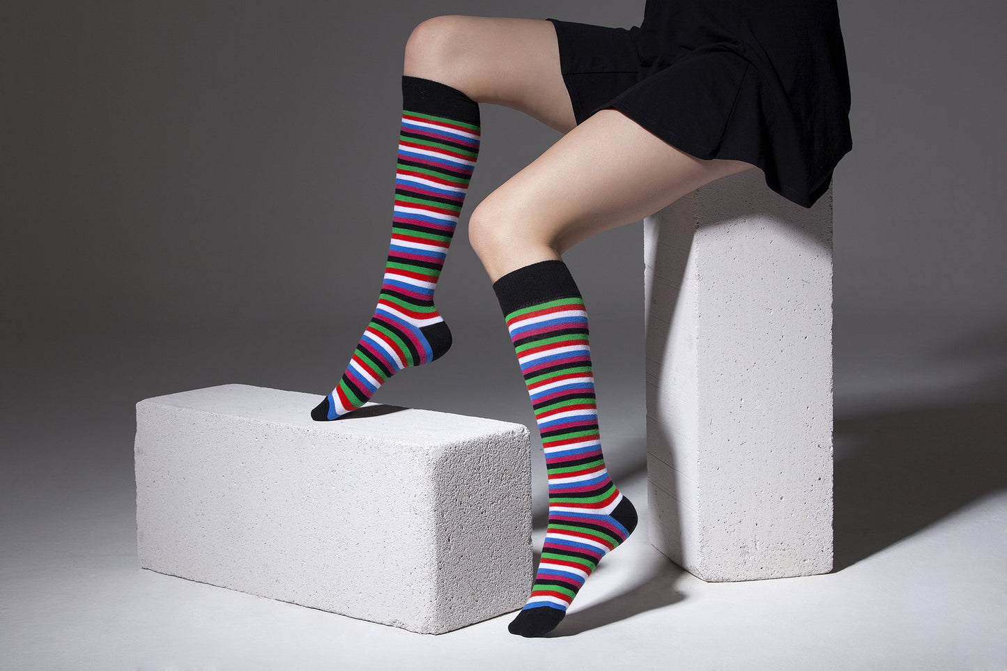 Women's Colorful Stripe Knee High Socks Set 5 Pack