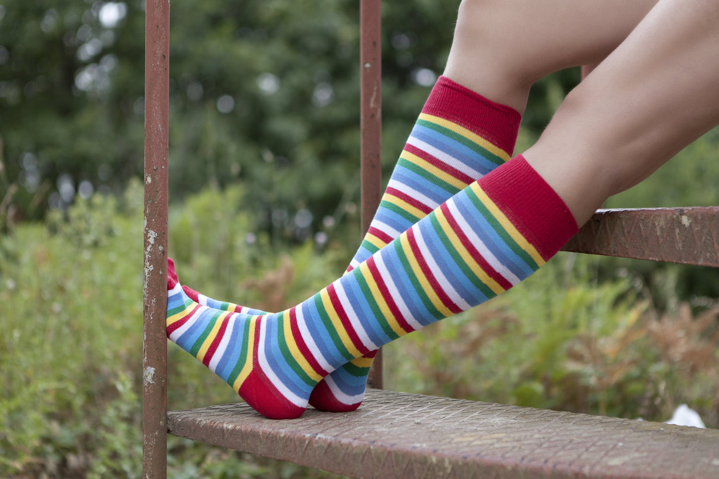 Women's Colorful Stripe Knee High Socks Set 5 Pack