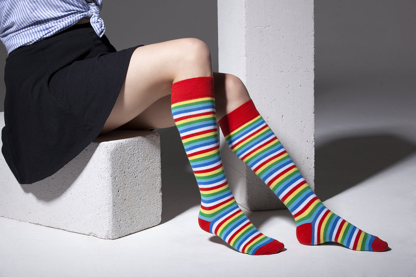 Women's Colorful Stripe Knee High Socks Set 5 Pack