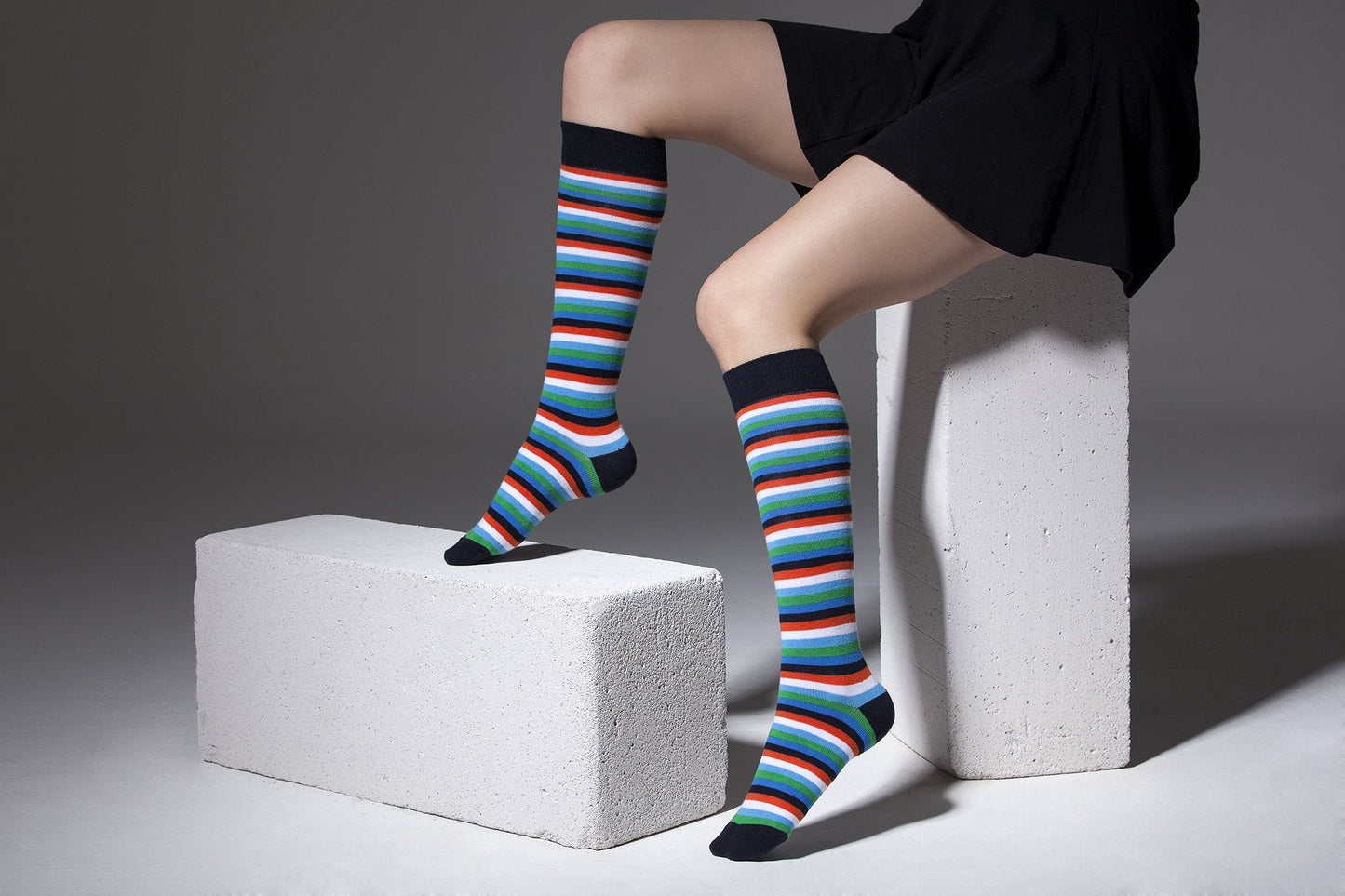 Women's Colorful Stripe Knee High Socks Set 5 Pack