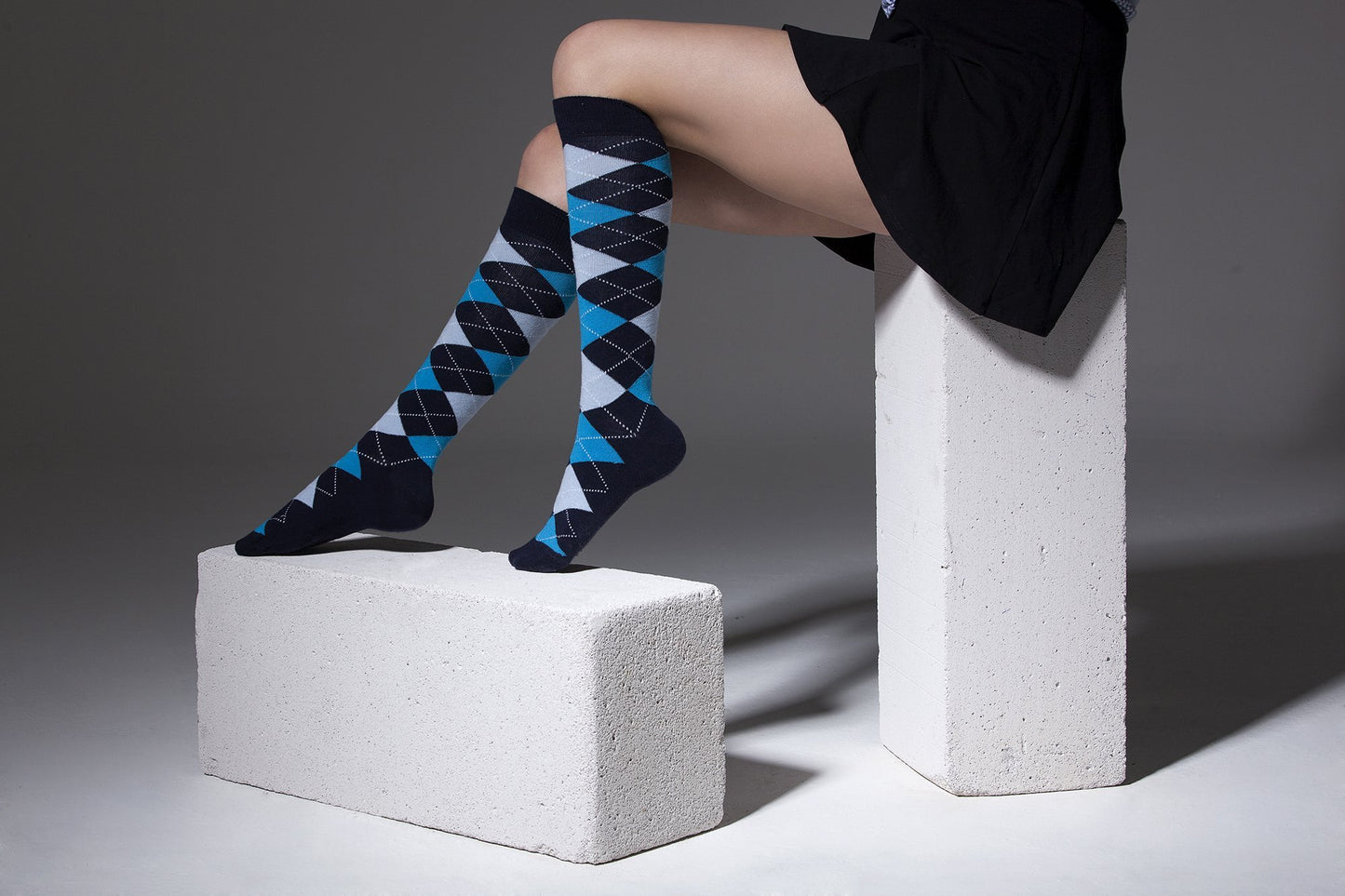 Women's High-Class Argyle Knee High 5 Pack Socks Set