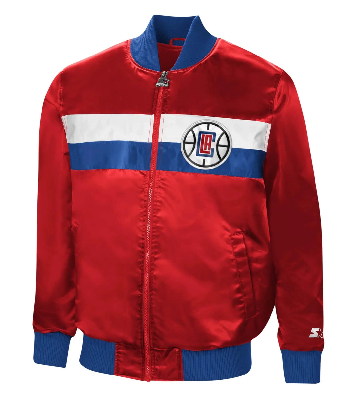 LA Clippers The Ambassador Full-Zip Red Satin Varsity Jacket