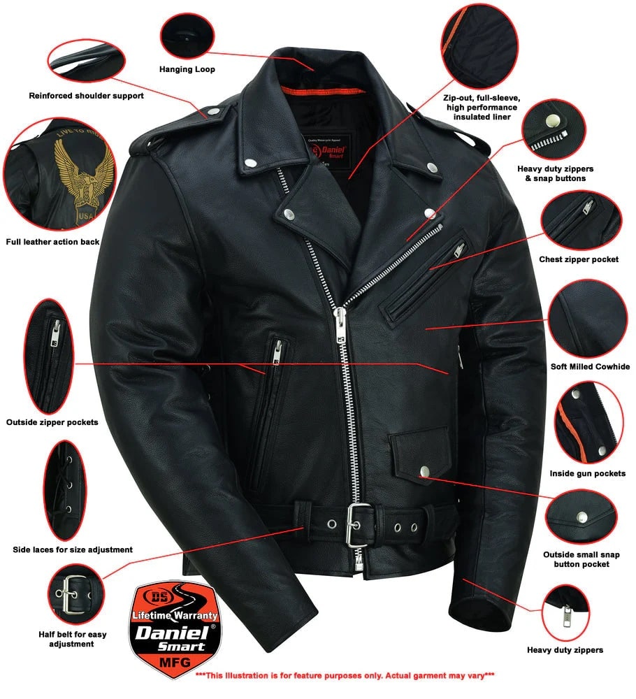 Infographic Live To Ride - Ride To Live Classic Black Motorcycle Jacket