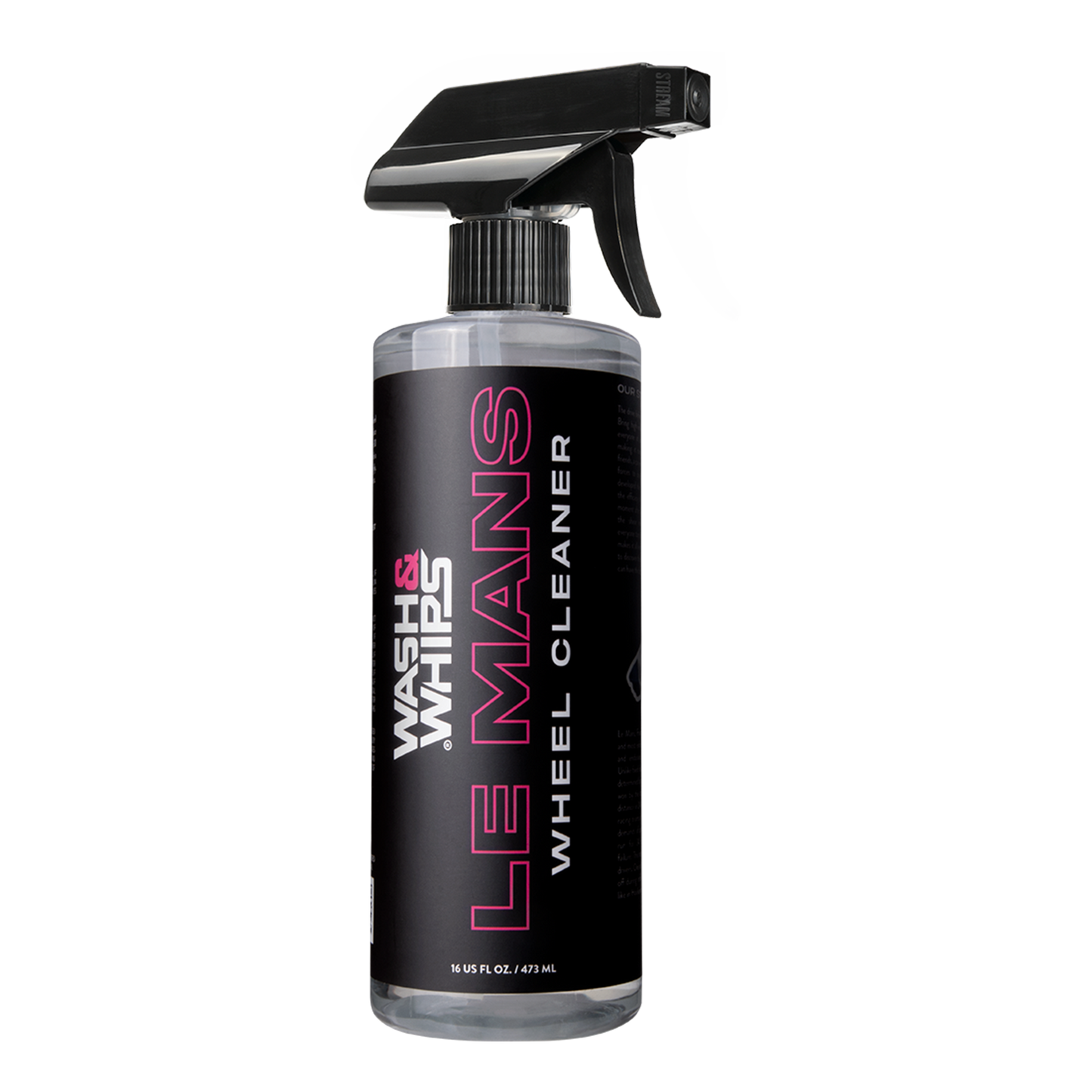 Spray bottle labeled 'Le Mans Wheel Cleaner' on a white background