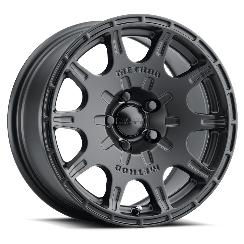 Black alloy wheel with 'Method' branding on a white background