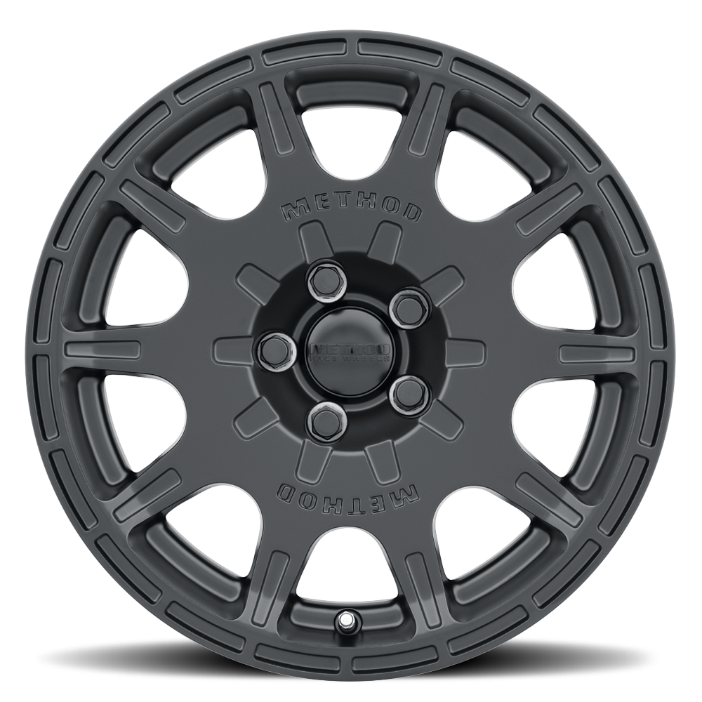 Black alloy wheel with 'Method' branding on a white background