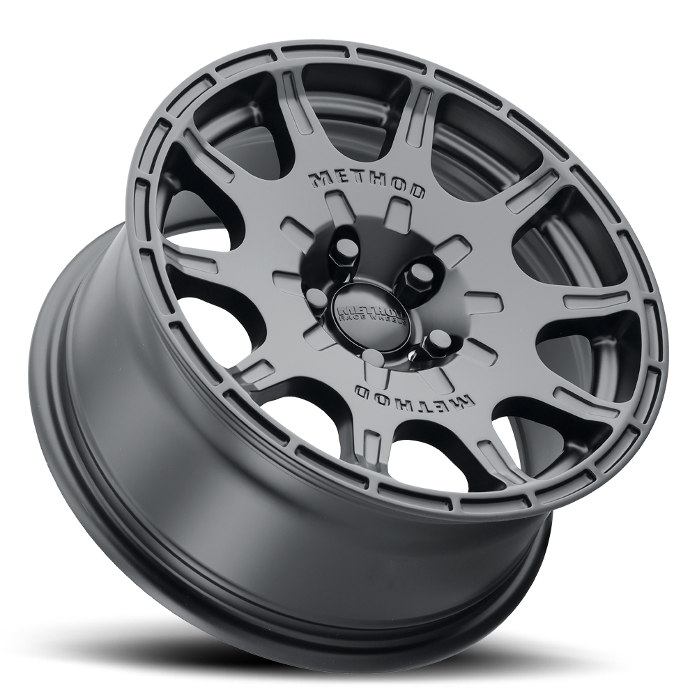 Gray alloy wheel with 'Method' branding on a white background