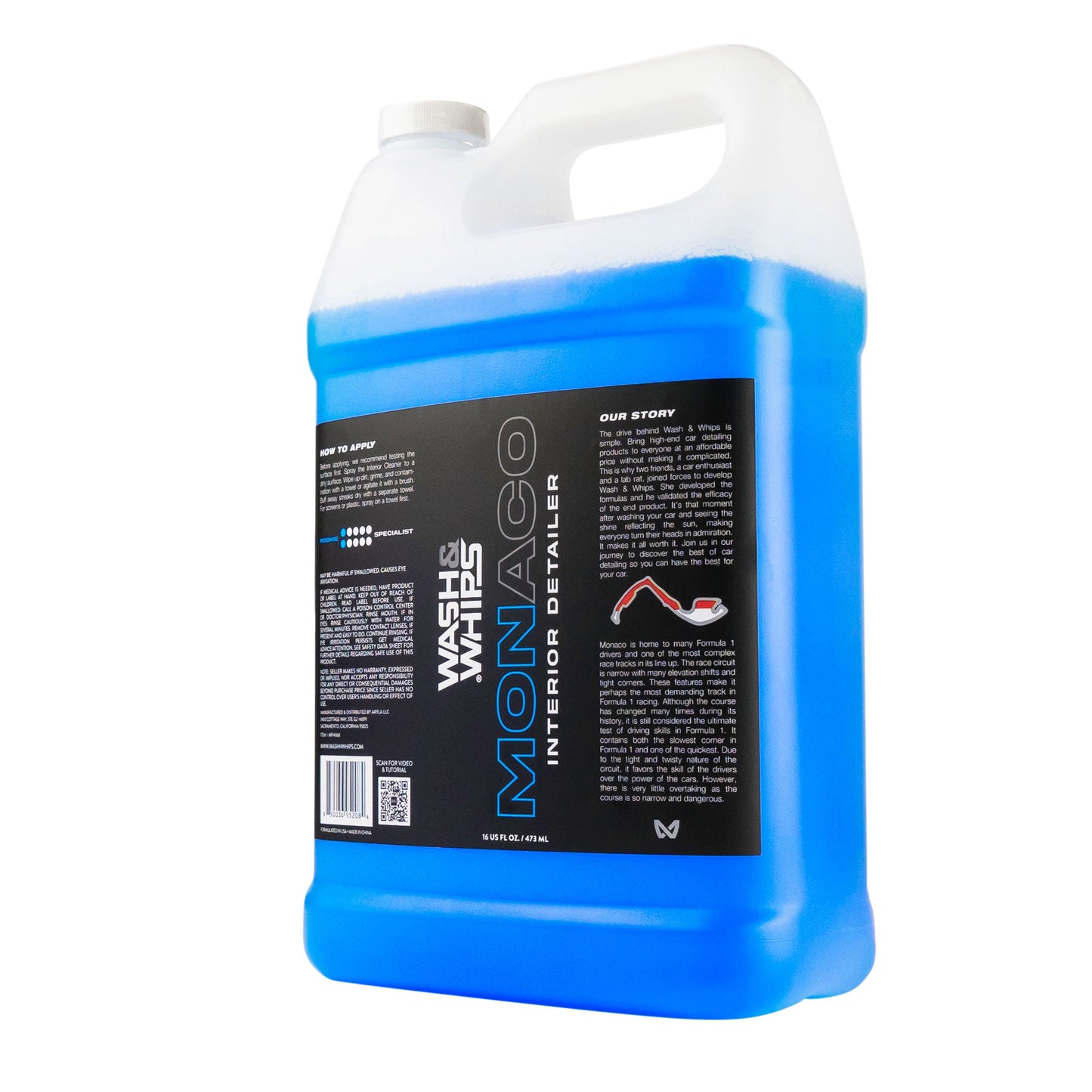 Blue container with a white lid labeled 'MONACO' on a white background