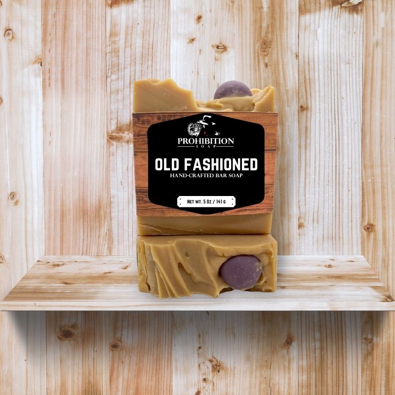 Old Fashioned Handcrafted Soap on wood shelf