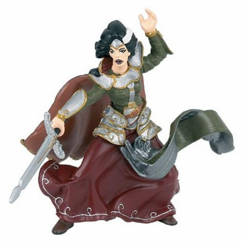 Figurine of a warrior character with a sword on a white background