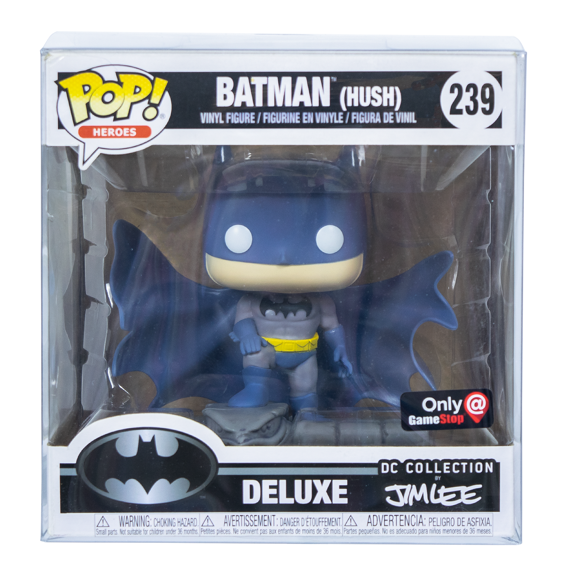 Batman figure in packaging with  branding